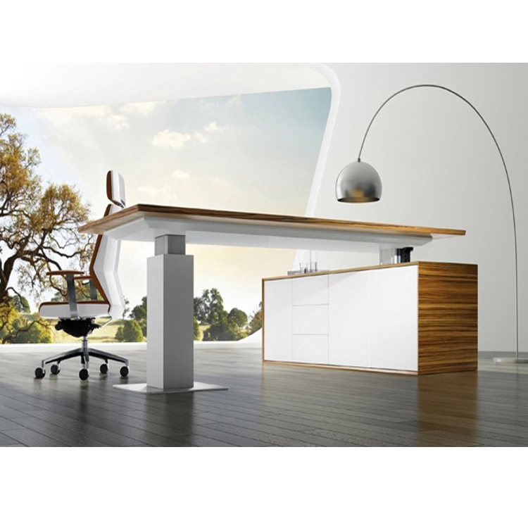 天時(shí)家具電動升降辦公桌站立式電腦辦公桌人體工學(xué)智能實(shí)木老板臺